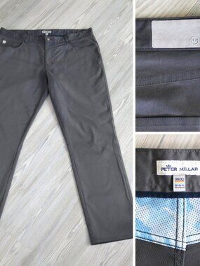 Peter Millar Crown Sport Men's 38 x 32 Gray Performance Golf Pants Chino EB66